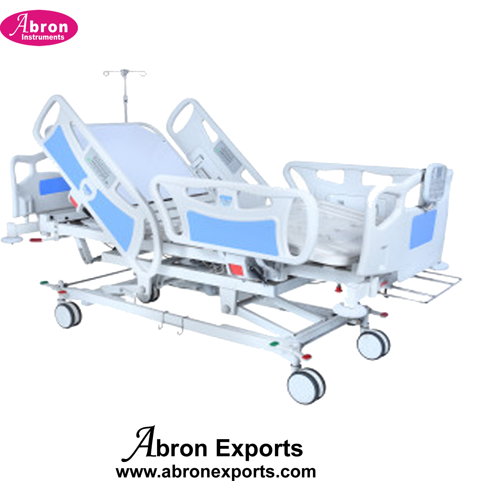 Patient Stretcher Electric Hydraulic ICU Bed 9 Function 4 Wheels Urine Bag Linen Holder IV Rod U31 Abron ABM-2261SE9I 
